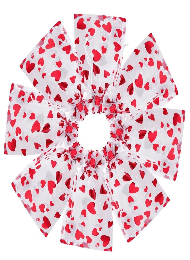 Bskifnn 50PCS Love Heart Printed Valentine Candy Bags Organza Bags Gift Jewelry Bags for Wedding Valentine's Day Mother's Day Party (Red, 5 x 7inch) - Image 3